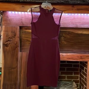 Size 10, sleeveless maroon dress with sheer cut outs by French Connection